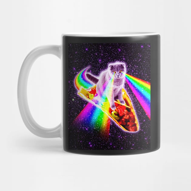 Rainbow Laser Eyes Galaxy Cat Riding Taco by Random Galaxy